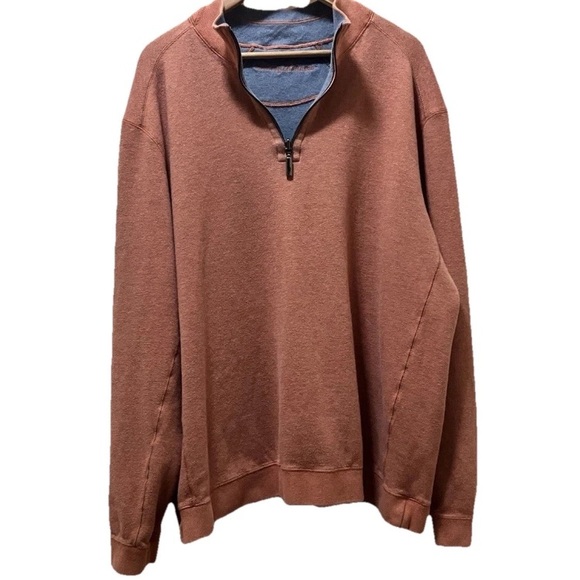 Tommy Bahama Other - Tommy Bahama Men's Pullover 1/4 Zip Sweater Salmon Coral Blue Soft Sz 2x